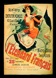 「フランス規格」、「建設機械の工芸品、自転車、三輪車、パリ、1891年」を宣伝するポスター